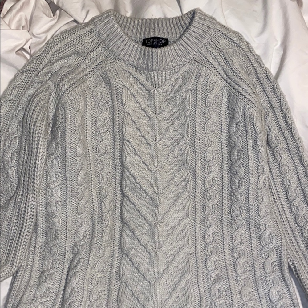 TOPSHOP: Light Grey Knitted Sweater